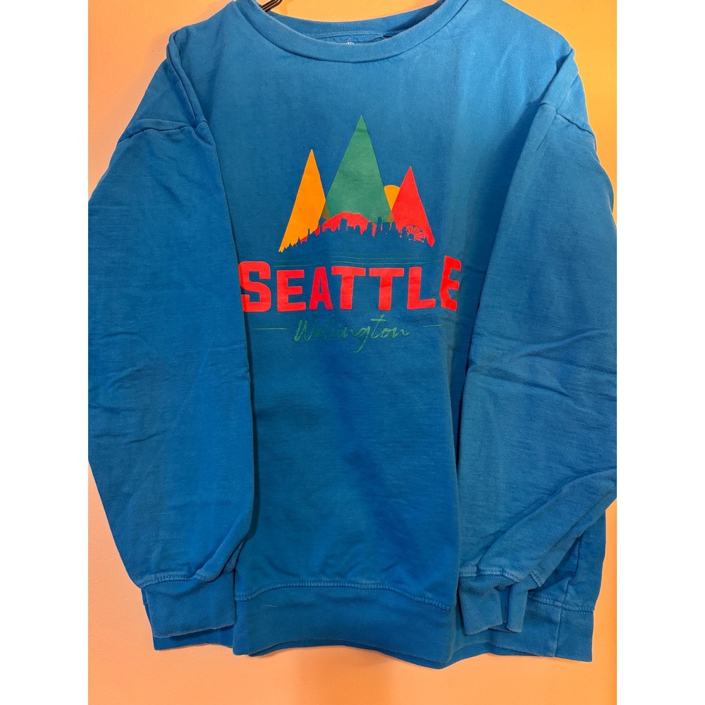 Seattle Shirt Company Blue Graphic Sweatshirt XL Washington Skyline Mountain